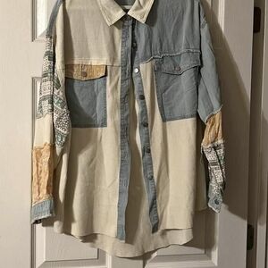 Patchwork Casual Womens Shirt